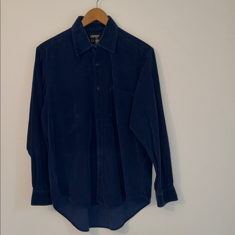 Vintage Esprit blue corduroy button-up shirt size large